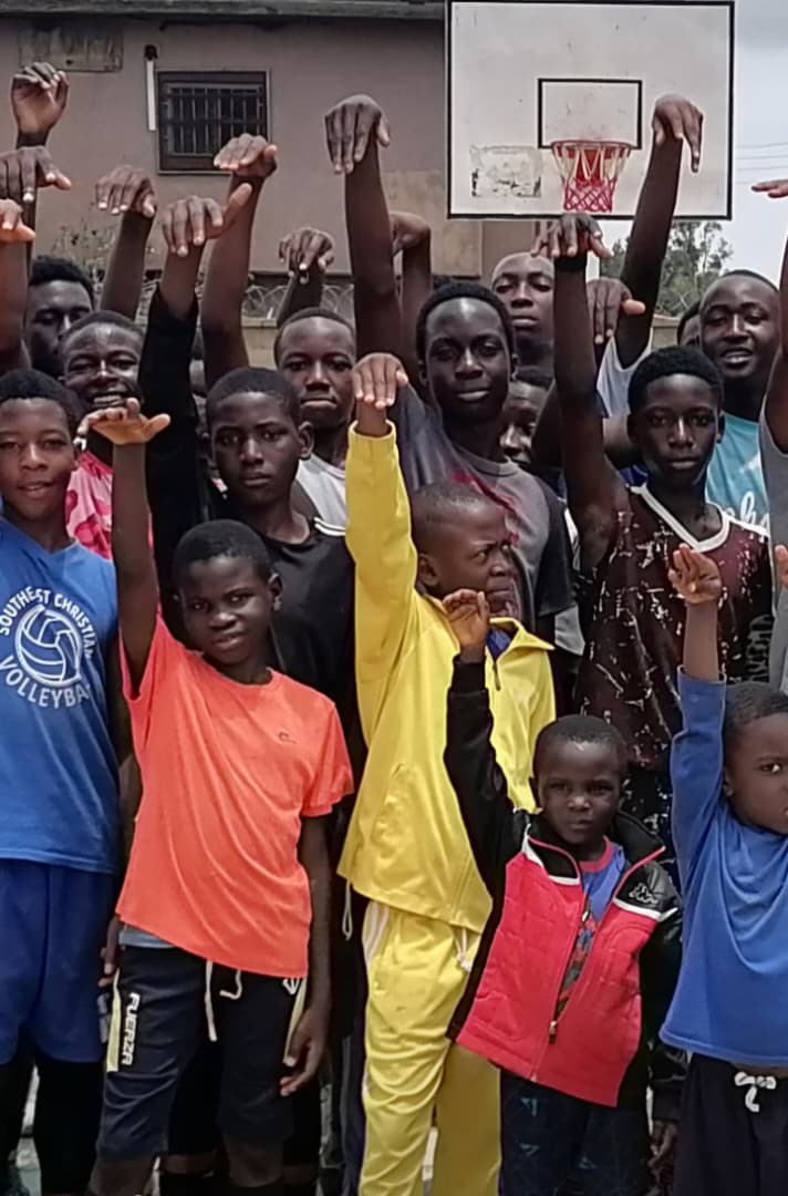 Boys participating in a first-edition shooting camp with the foundation